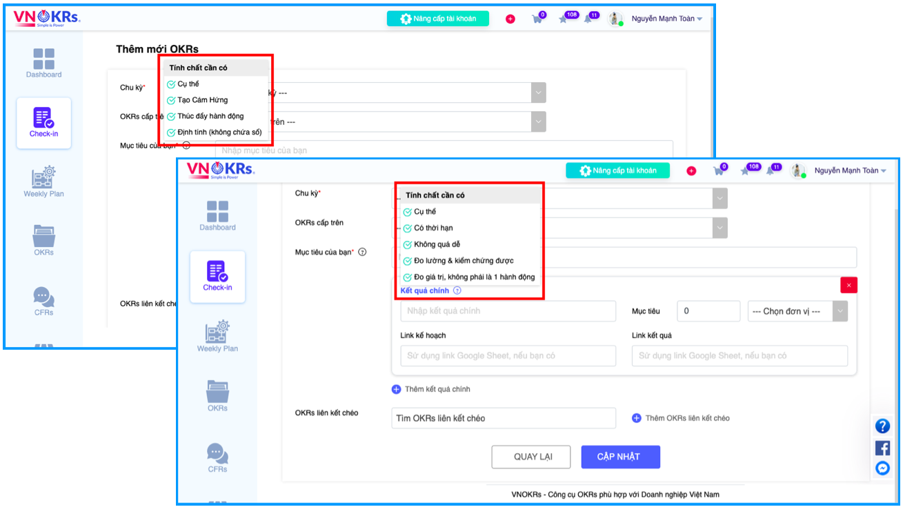 Cách viết OKRs - Phần mềm VNOKRs