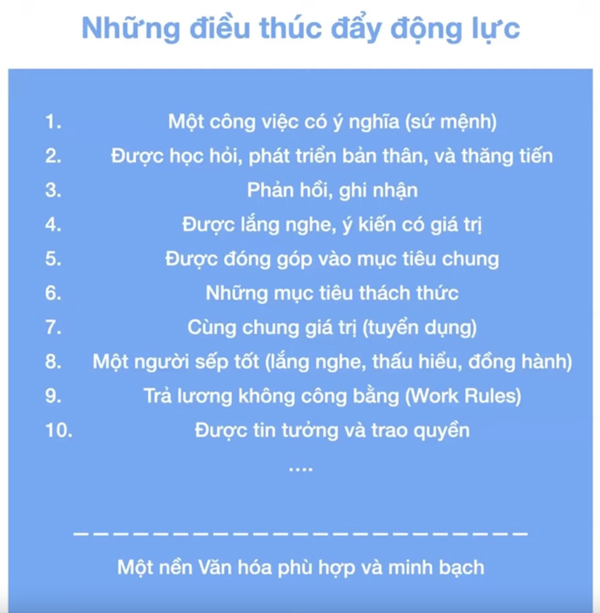 10 điều thúc đẩy động lực cho nhân viên